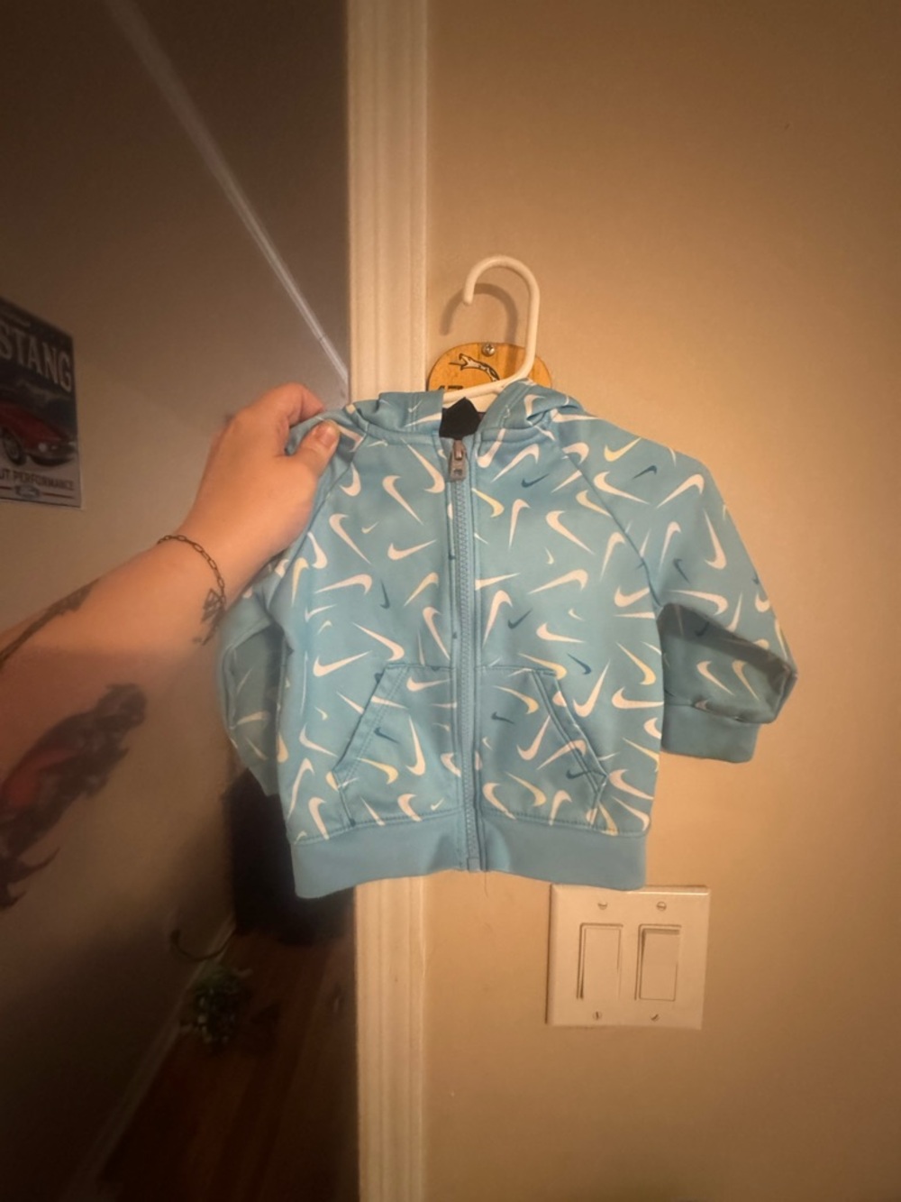 Nike Blue and White Dri-FIT Zip Hoodie